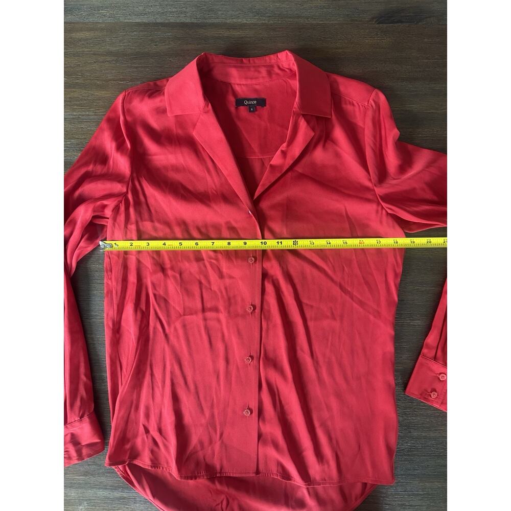Quince Washable Stretch Silk Blouse Shirt Women’s Small Notch Collar Salsa - Picture 4 of 7